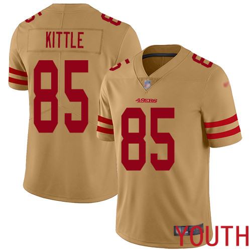 San Francisco 49ers Limited Gold Youth George Kittle NFL Jersey #85 Inverted Legend->youth nfl jersey->Youth Jersey
